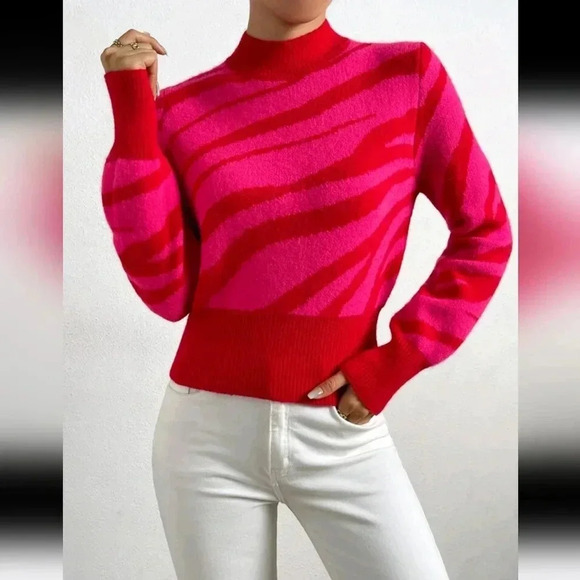 Mock Neck Graphic Pattern Sweater - Picture 6 of 6
